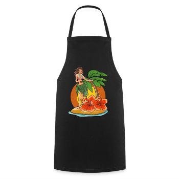Hawaii Hula Mädchen - Kochschürze - Schwarz - Vorne - AI Model Male 185 dark (185cm)