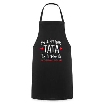 J'ai la meilleure tata de la planète - Tablier de cuisine - noir - Devant - AI Model Male 185 dark (185cm)