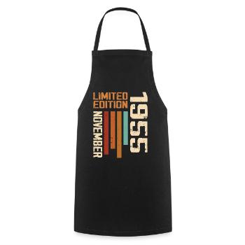 1955 November Birthday present. November 1955 - Cooking Apron - black - Front - AI Model Male 185 dark (185cm)