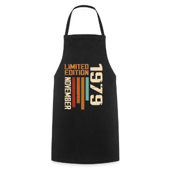 1979 November Birthday present. November 1979 - Cooking Apron - black - Front - AI Model Male 185 dark (185cm)