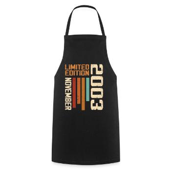 2003 November Birthday gift. November 2003 - Cooking Apron - black - Front - AI Model Male 185 dark (185cm)