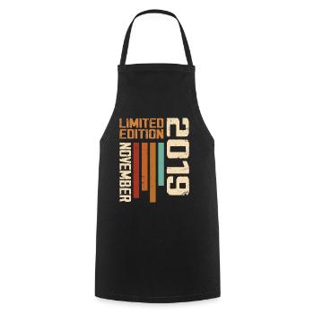 2019 November Birthday gift. November 2019 - Cooking Apron - black - Front - AI Model Male 185 dark (185cm)