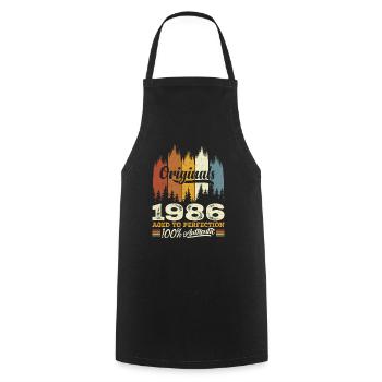 1986 Vintage Original 1986 Birthday Gift - Cooking Apron - black - Front - AI Model Male 185 dark (185cm)