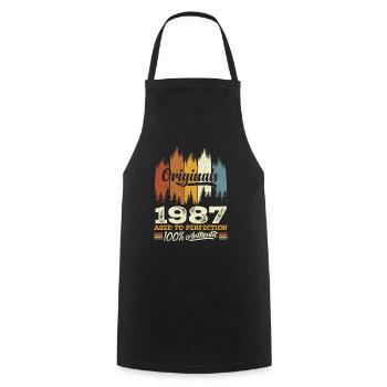 1987 Vintage Cadeau D'anniversaire 1987 Original - Tablier de cuisine - noir - Devant - AI Model Male 185 dark (185cm)