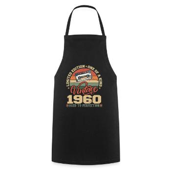 Vintage 1960 Cadeau D'anniversaire Retro 1960 - Tablier de cuisine - noir - Devant - AI Model Male 185 dark (185cm)