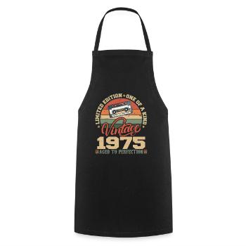 Jahrgang 1975 Retro Geburtstagsgeschenk 1975 - Kochschürze - Schwarz - Vorne - AI Model Male 185 dark (185cm)