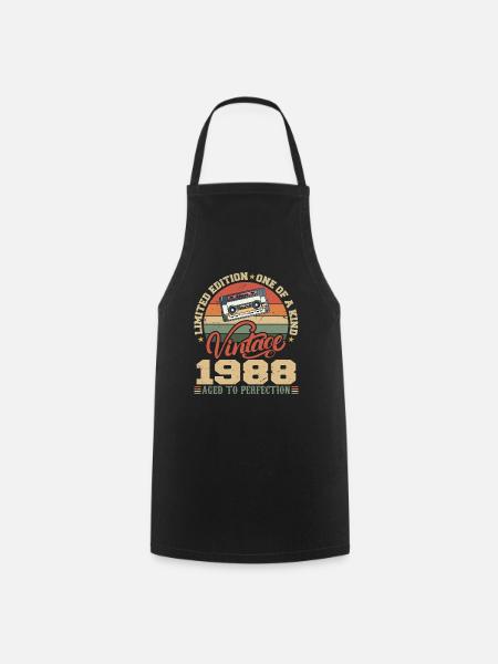 Jahrgang 1988 Retro Geburtstagsgeschenk 1988 - Kochschürze - Schwarz