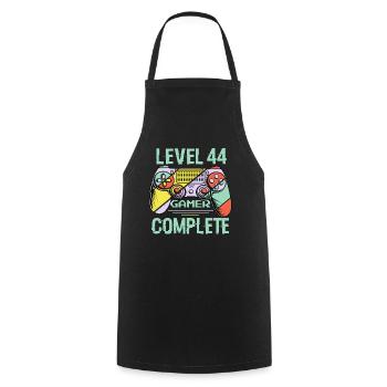 Level 44 Complete 44 Years Gamer Level 44 Complete - Cooking Apron - black - Front - AI Model Male 185 dark (185cm)