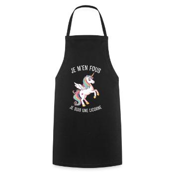 Je M'en Fous Je suis Une Licorne - Tablier de cuisine - noir - Devant - AI Model Male 185 dark (185cm)