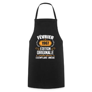 Cadeau 57e Anniversaire Nées En Février 1967 - Tablier de cuisine - noir - Devant - AI Model Male 185 dark (185cm)