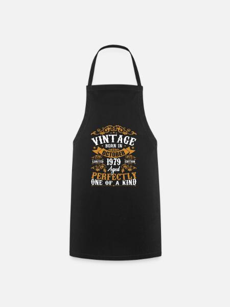 1979 Retro 1979 Octobre Anniversaire Octobre 1979 - Tablier de cuisine - noir