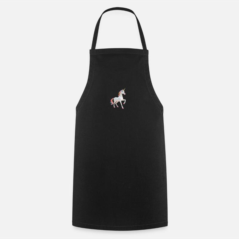 White and pink unicorn - Cooking Apron - black