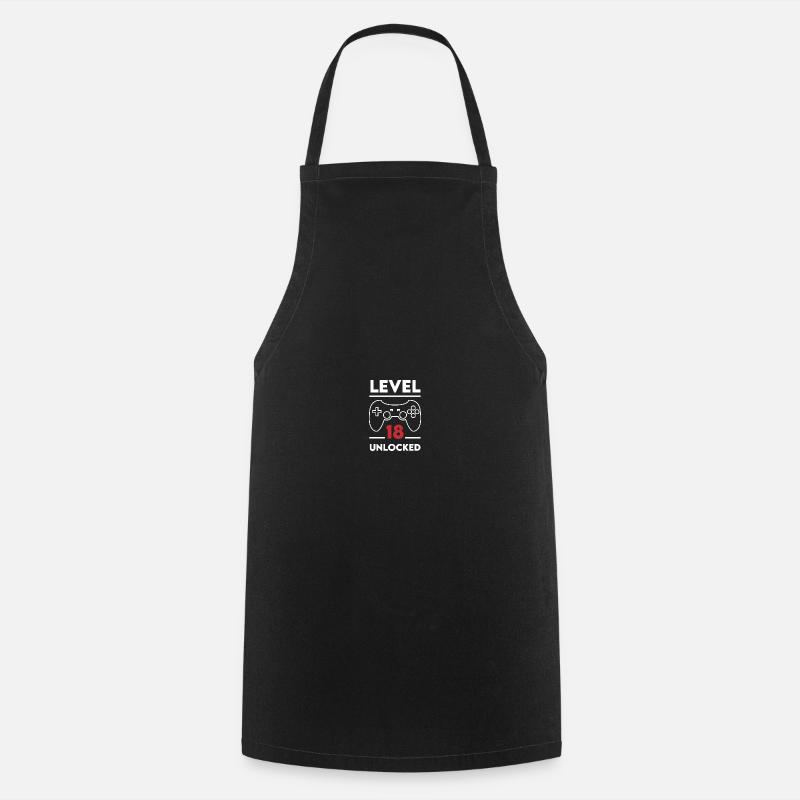 Level 18 unlocked controller gamer birthday - Cooking Apron - black