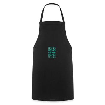 Prénom Denis - Tablier de cuisine - noir - Devant - AI Model Male 185 dark (185cm)
