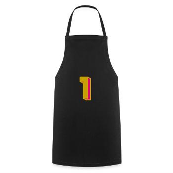 1. 1 YEAR. 1st ANNIVERSARY - Cooking Apron - black - Front - AI Model Male 185 dark (185cm)