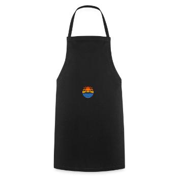 Palm Trees Waves Beach Retro Sunset - Cooking Apron - black - Front - AI Model Male 185 dark (185cm)