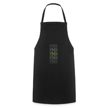 Year 1961 - Cooking Apron - black - Front - AI Model Male 185 dark (185cm)