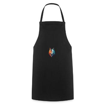 Logo de loup - Tablier de cuisine - noir - Devant - AI Model Male 185 dark (185cm)