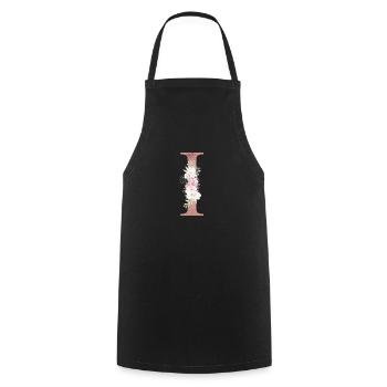 Customizable Monogram I Floral - Cooking Apron - black - Front - AI Model Male 185 dark (185cm)