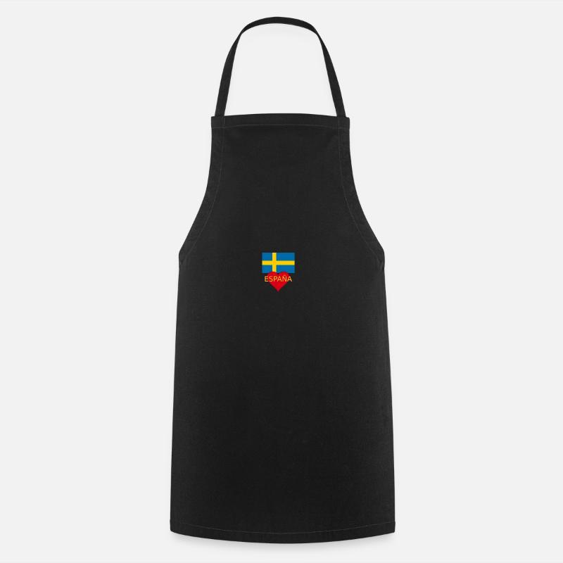 Drapeau Suède Espagne - Tablier de cuisine - noir