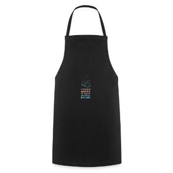 Adventure Begins At Your Library - Cooking Apron - black - Front - AI Model Male 185 dark (185cm)
