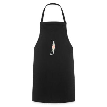 Customizable Monogram J Floral - Cooking Apron - black - Front - AI Model Male 185 dark (185cm)