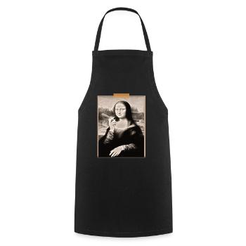 T shirt Mona Lisa Cigarette Modernisée - Tablier de cuisine - noir - Devant - AI Model Male 185 dark (185cm)