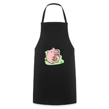 Piggy Kawaii Biscuit Cochon Porc - Tablier de cuisine - noir - Devant - AI Model Male 185 dark (185cm)