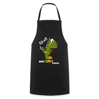Dino love - RAWR Dinosaurs love - Tablier de cuisine - noir - Devant - AI Model Male 185 dark (185cm)