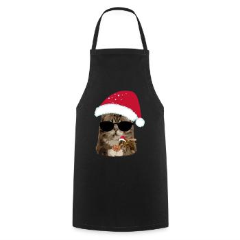 Weihnachten Katze cool mit Biene Keks - Kochschürze - Schwarz - Vorne - AI Model Male 185 dark (185cm)