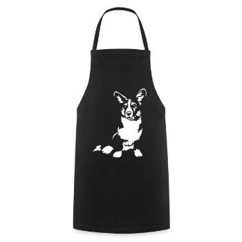 Welsh Corgi "Black Edition" - Cooking Apron - black - Front - AI Model Male 185 dark (185cm)