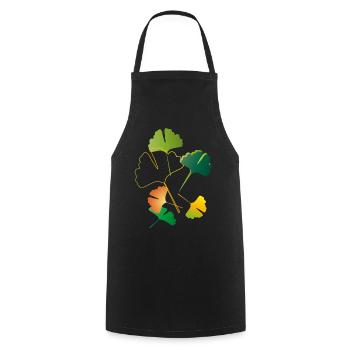 herbstliche Ginkgo Blätter teilweise nur Outlines - Kochschürze - Schwarz - Vorne - AI Model Male 185 dark (185cm)