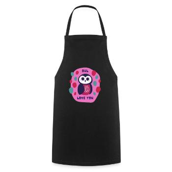 Owl Love You | I Love You - Cooking Apron - black - Front - AI Model Male 185 dark (185cm)