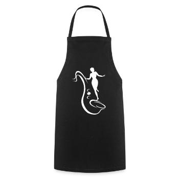 Saxophone et femme - Tablier de cuisine - noir - Devant - AI Model Male 185 dark (185cm)