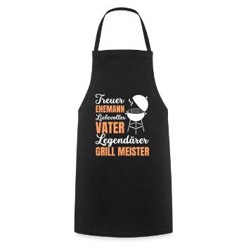 Ehemann Vater Papa Grillmeister BBQ Held Legende - Kochschürze - Schwarz - Vorne - AI Model Male 185 dark (185cm)