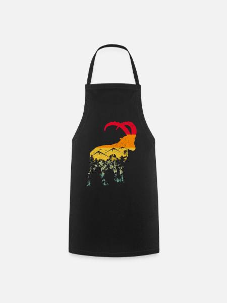 Capricorne, Randonnée, Montagnes - Tablier de cuisine - noir