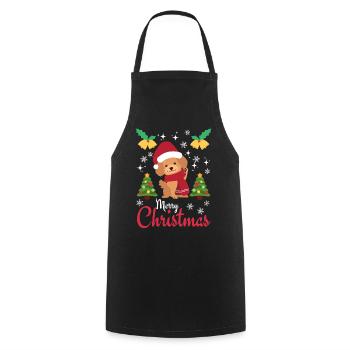 Merry Christmas Sweet Poodle Kawaii - Cooking Apron - black - Front - AI Model Male 185 dark (185cm)
