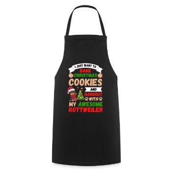 Christmas Sweet Rottweiler Lover Kawaii - Cooking Apron - black - Front - AI Model Male 185 dark (185cm)