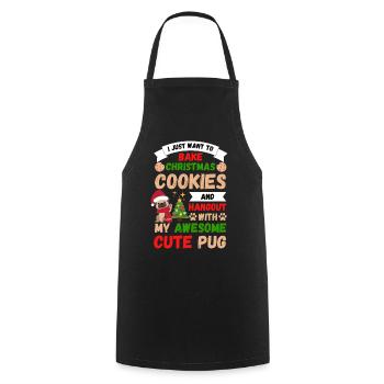 Weihnachten Süßer Mops Liebhaber Kawaii - Kochschürze - Schwarz - Vorne - AI Model Male 185 dark (185cm)