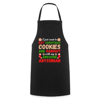 Biscuits de chat abyssins de Noël - Tablier de cuisine - noir - Devant - AI Model Male 185 dark (185cm)