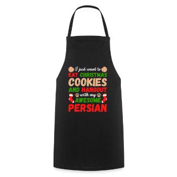 Biscuits de chat persan de Noël - Tablier de cuisine - noir - Devant - AI Model Male 185 dark (185cm)