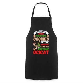 Ocicat de Noël chat cuisson biscuits avec chat - Tablier de cuisine - noir - Devant - AI Model Male 185 dark (185cm)