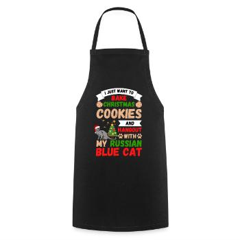 Christmas Russian Blue Cat Bake Cookies - Cooking Apron - black - Front - AI Model Male 185 dark (185cm)
