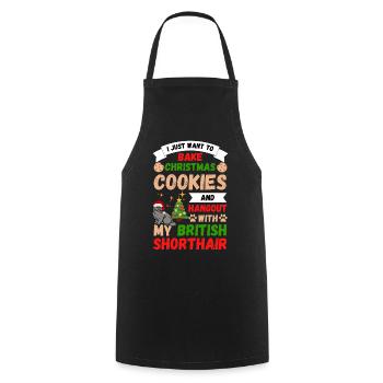Biscuits de Noël British Shorthair Cat Bake - Tablier de cuisine - noir - Devant - AI Model Male 185 dark (185cm)
