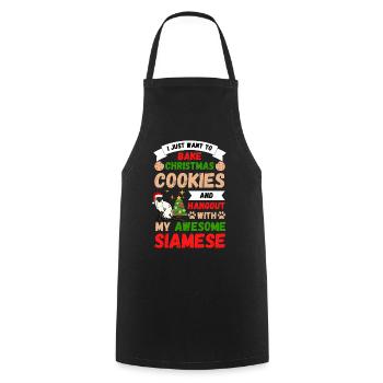Weihnachten Siam katze Kekse backen mit Katze - Kochschürze - Schwarz - Vorne - AI Model Male 185 dark (185cm)
