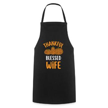 Thankful wife Mama Autumn Leaves Gratitude - Cooking Apron - black - Front - AI Model Male 185 dark (185cm)
