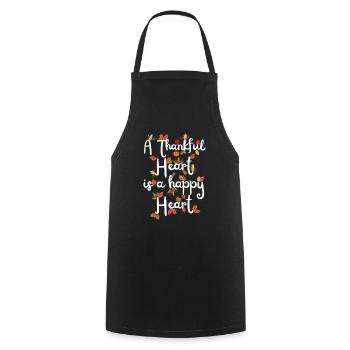 Thankful Happy Heart Autumn Leaves Gratitude - Cooking Apron - black - Front - AI Model Male 185 dark (185cm)