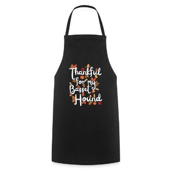 Thankful for my Basset Hound Dog Autumn Leaves - Cooking Apron - black - Front - AI Model Male 185 dark (185cm)