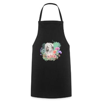 Briard Cottagecore Wasserfarben Blumen - Kochschürze - Schwarz - Vorne - AI Model Male 185 dark (185cm)