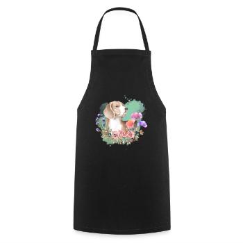 Beagle Cottagecore Watercolor Flowers - Cooking Apron - black - Front - AI Model Male 185 dark (185cm)